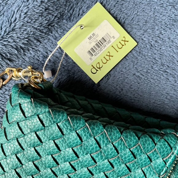 Deux Lux Teal Color Weave Pattern Crossbody Purse Bag NWT - Picture 2 of 4